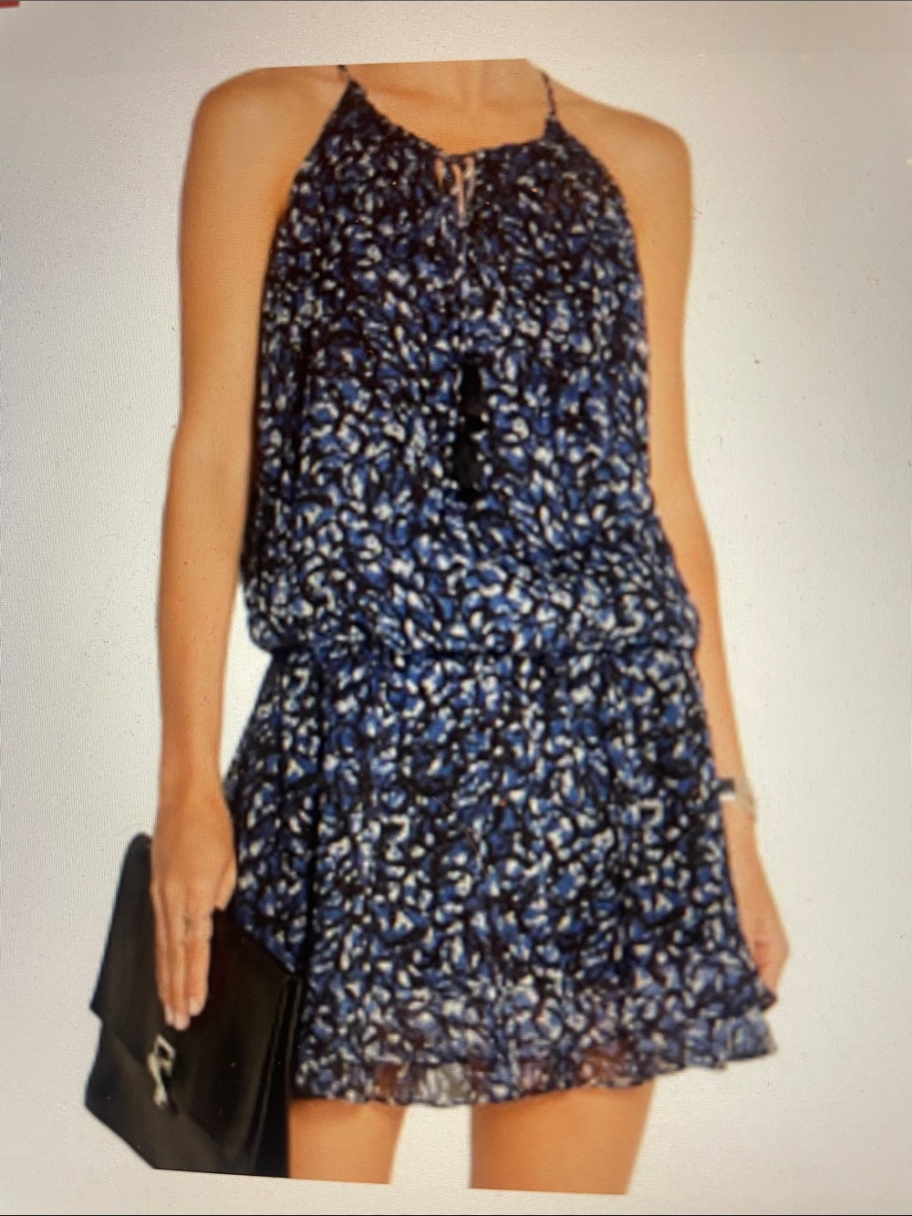 Elizabeth and James Kenji blue floral silk mini dress sz S